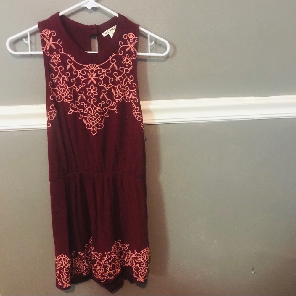 Miami embroidered maroon romper